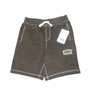 NWT Disney Mickey Shorts 5/6 Boys New Summer Shorts Disney Print Solid Brown